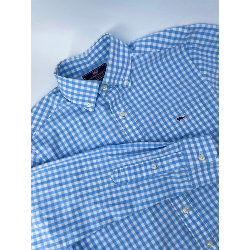 Vineyard Vines Button Down Shirt Men’s S Slim Fit Tucker Blue/White Checker Prep